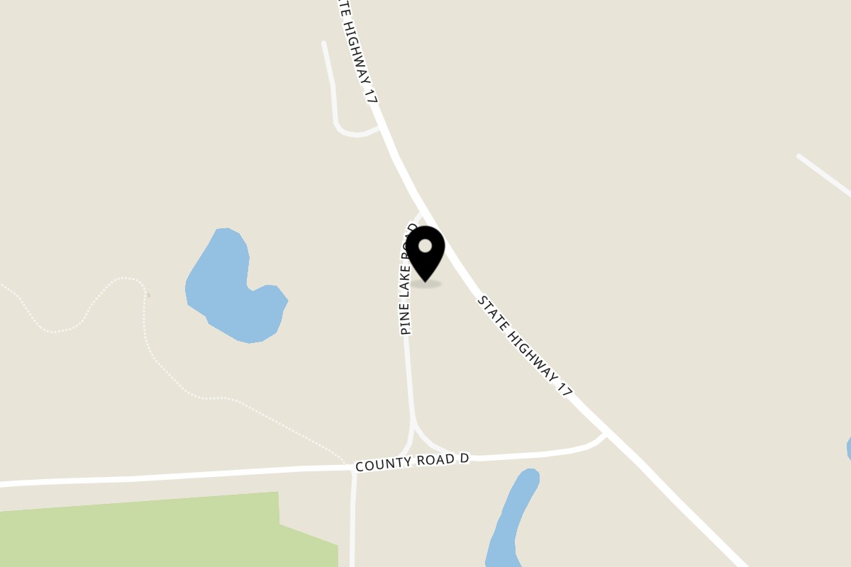 Map showing the location of Derek's Town and Country on N10847 WI-17 in Gleason